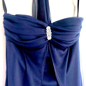 B Smart full length strapless halter tie dress NWT